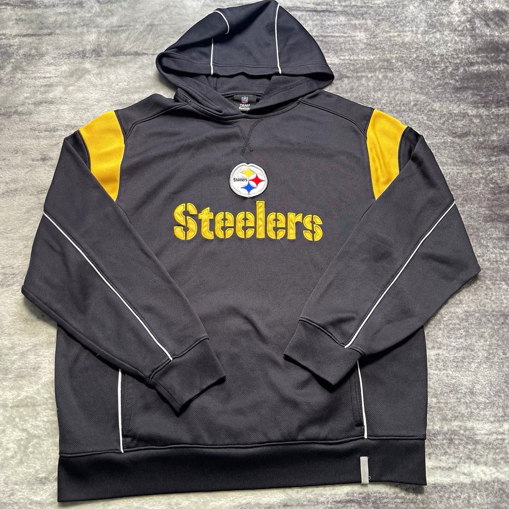 Reebok NFL Pittsburgh Steelers Pullover Hoodie Black/Gold Men's Size S